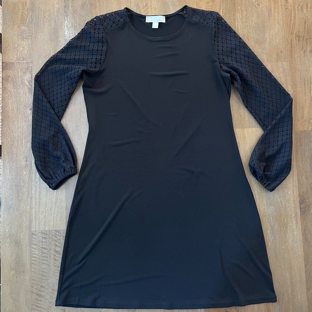 michael michael kors - black long sleeve knee length dress - size M